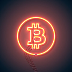 neon sign bitcoin orange