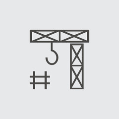 Building Construction Crane. Icon isolated sign symbol and flat style for app, web and digital design. Vector illustration.