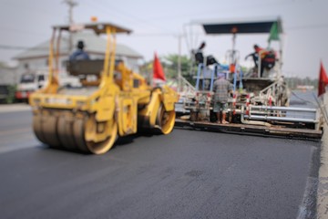 Fototapeta na wymiar Road construction in Thailand, picture blurred