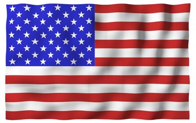 Fototapeta premium Waving flag of the United States of America. Stars and Stripes. State symbol of the USA. 3D illustration
