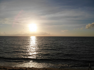 Aerial Drone shot above Sunny Isles Beach at time of sunrise, Florida