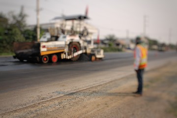 Obraz premium Road construction in Thailand, picture blurred