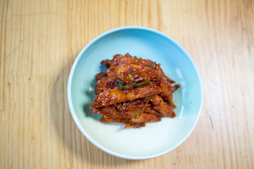 Deodeok banchan is seasoned gochujang