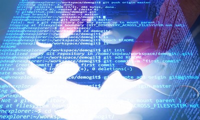 Female fingers fitting last white puzzle piece. Concept image of