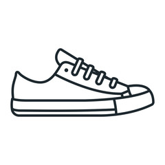 Sneaker Shoe Sport Outline Running Footwear Flat Line Stroke Icon Pictogram