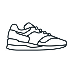 Sneaker Shoe Sport Outline Running Footwear Flat Line Stroke Icon Pictogram