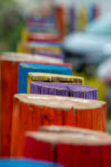 multicolored wooden fences