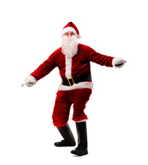 Santa Claus surfing isolated on white background