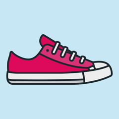 Sneaker Shoe Sport Outline Running Footwear Flat Color Line Stroke Icon Pictogram
