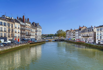 Nive river embankment in Bayonne, France