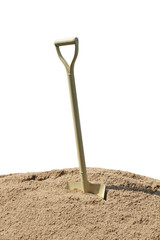 Shovel (spade) and sand for construction