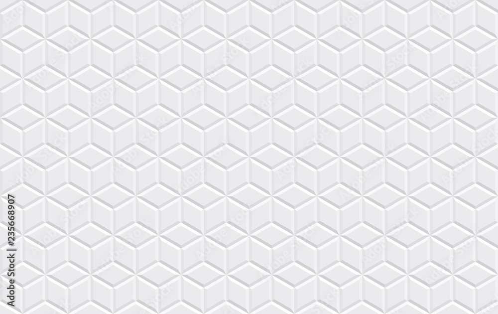 Poster white horizontal seamless tiles texture. isometric modern grid volumetric texture. vector illustrati