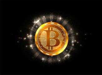 Fototapeta premium Futuristic digital background with bitcoin. Technology network concept.