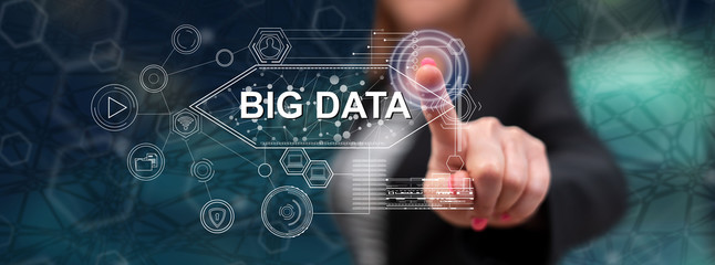Woman touching a big data concept