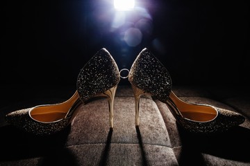 shoes on black background