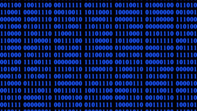 Animation of Abstract Blue Technology Background. Binary Computer Code. Programming / Coding / Hacker concept