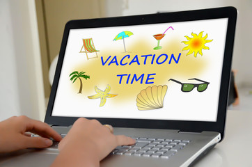 Vacation time concept on a laptop screen