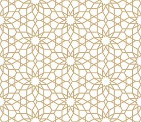 Papier peint Or abstrait géométrique Motif oriental or sans soudure. Contexte islamique. Texture linéaire arabe. Illustration vectorielle.