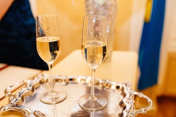 glasses of champagne on table