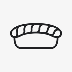 Japan Food Sushi Roll. Nori, Rice and Fish Asian Cuisine. Flat Line Stroke Icon Pictogram