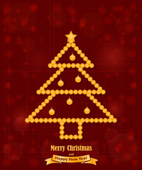 Christmas tree. Design of holiday greeting cards, calendars, banners, posters, invitations. Happy New Year. Vector element for New Year`s design.