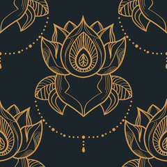 lotus flower seamless floral pattern