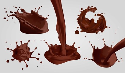 Vector set of chocolate splashes.