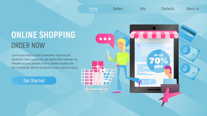 Online Shopping Landing Page Blue Gradient