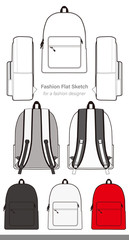 Backpack design illustration flat sketches template