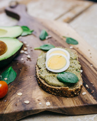 sandwich with avocado pesto and eggs
