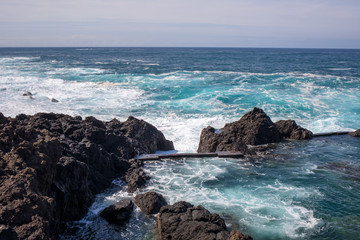 Coastline in Porto Moniz on Madeira Island. Portugal