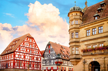 Rothenburg ob der Tauber is one of the most beautiful and romantic villages in Europe, Franconia region of Bavaria, Germany.