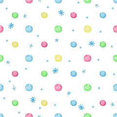 Watercolor polka dot seamless pattern.
