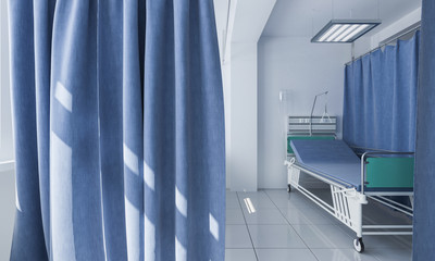 Behind the Curtains a Medical Room 3d rendering