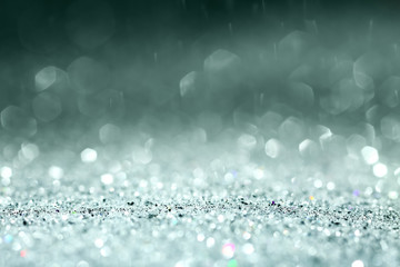 Shiny silver glitters, closeup