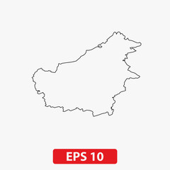 Map of the island of Borneo (Kalimantan). Vector