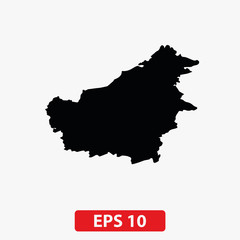 Fototapeta premium Map of the island of Borneo (Kalimantan). Vector