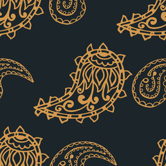 paisley seamless pattern, hand drawn indian cucumber, sketch