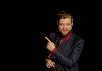  man with a beard on a black background