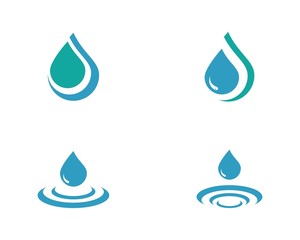 Set of abstract blue water drops symbols, logo template