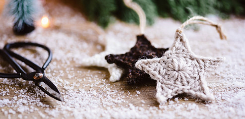 Soft woolen christmas decoration - crocheted star