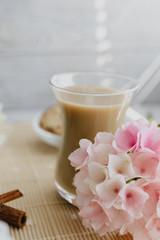 decorative flowers on the table composed in a bouquet