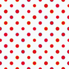 White repeat pattern with colourful and funny polka dots. Surface pattern design.