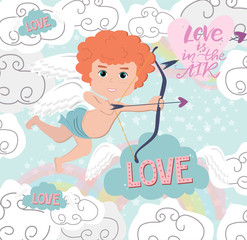 Cute template card with romantic style for Valentine's Day, Save the date, wedding day, love you card. Editable vector illustration