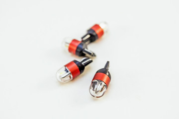 Car led lights on white background