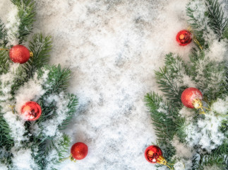 Blurred christmas tree, snow, christmas, background