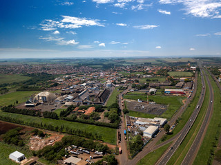 Aerial landscape city (Orlandia - Sao Paulo - Brazil). October, 2018.