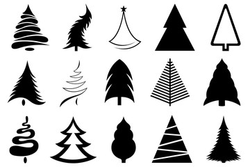 Obraz premium Set of different Christmas trees isolated on white