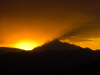 Pedraforca orange sunset