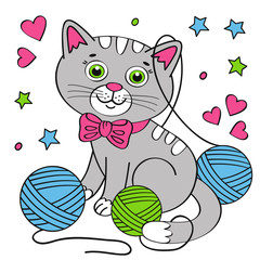 cute cat on white background - vector illustration, eps
